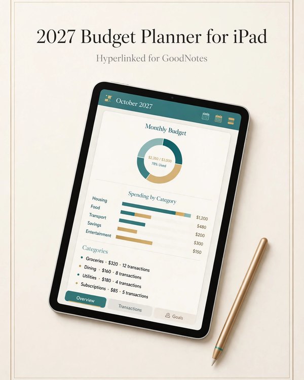 Hyperlinked 2027 Budget Planner for iPad cover