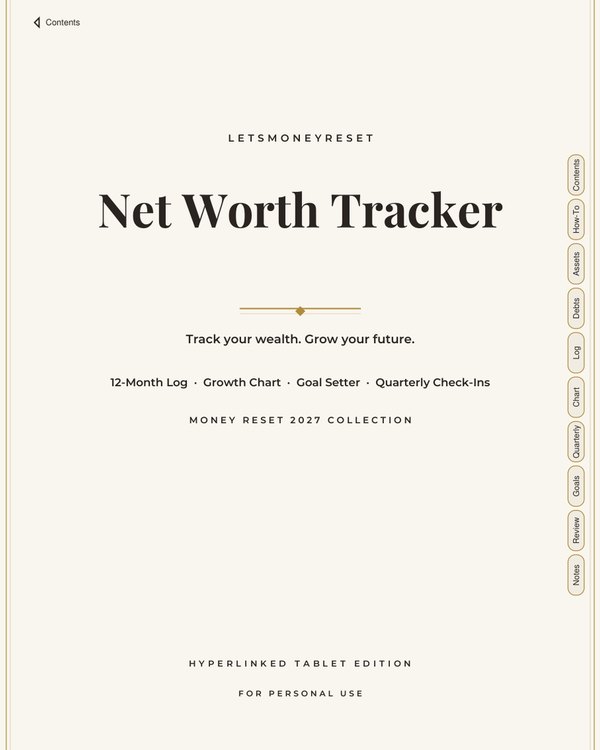 Hyperlinked Net Worth Tracker for iPad cover